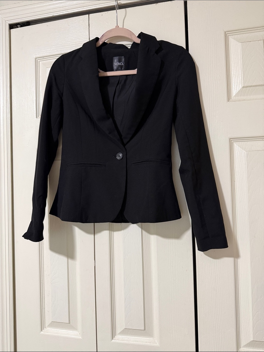 XOXO Black Tailored One-Button Blazer